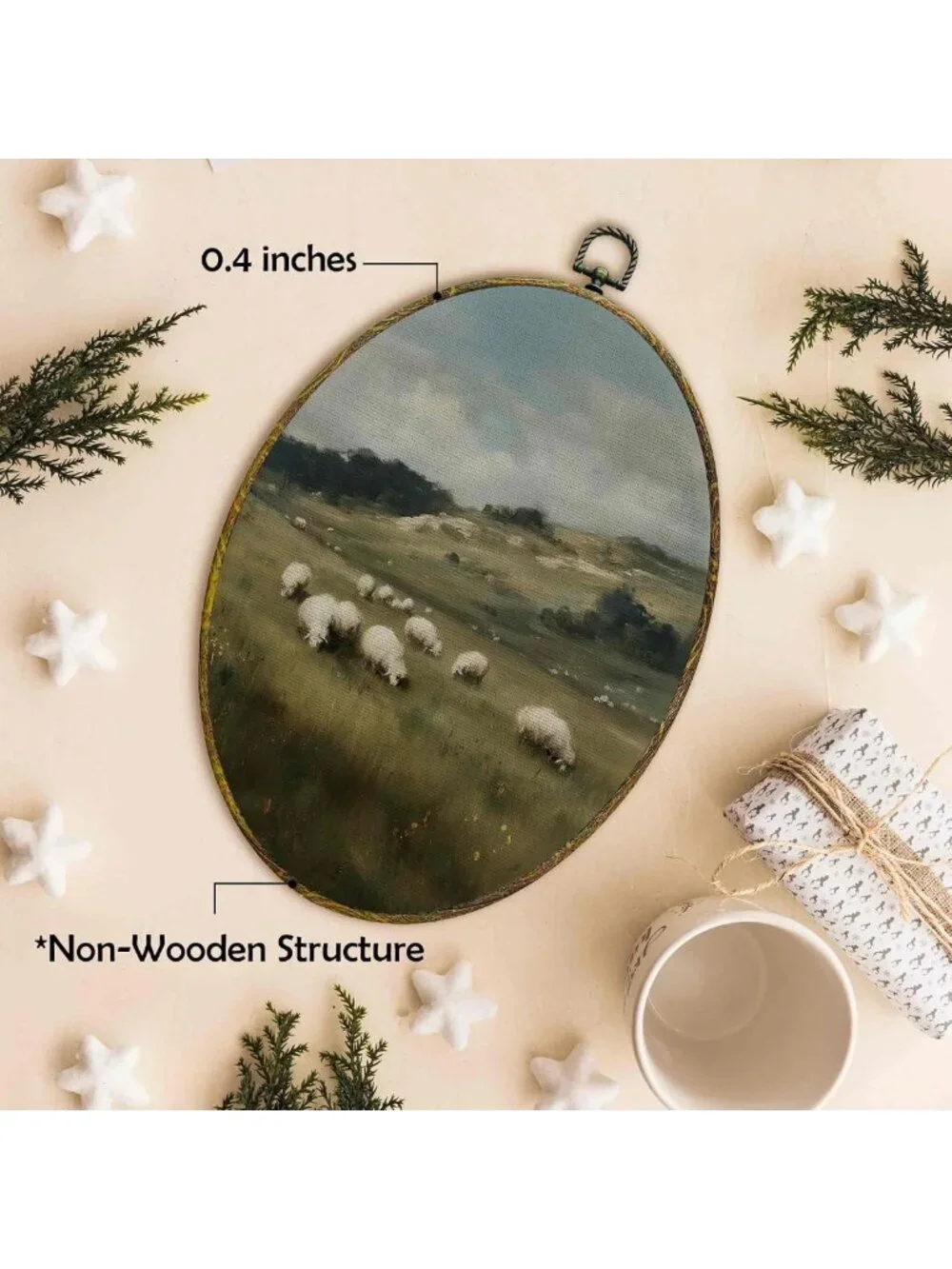 Rustic Vintage Farmhouse Sheep Wall Art - Framed Cottagecore Canvas Print